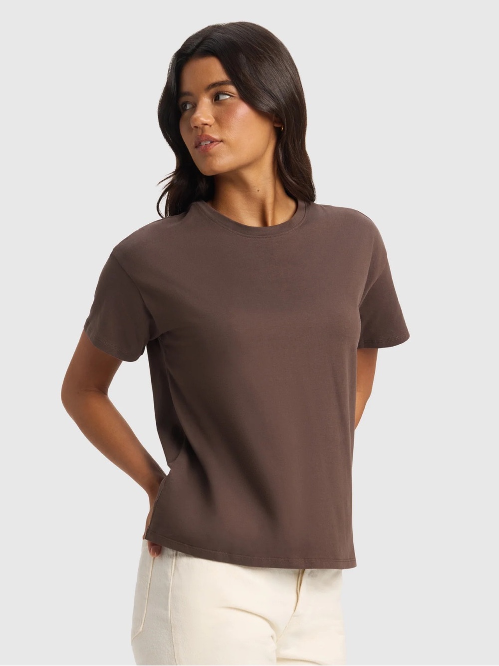 Cozy Earth Women’’s All Day Short Sleeve Tee in Cacao Brown